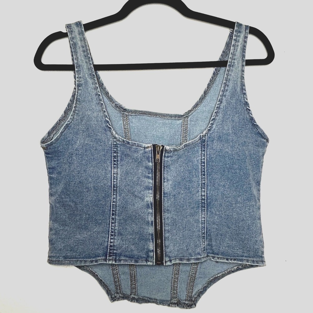 Western cottagecore boho denim corset tank w/zipper No tags see measurements